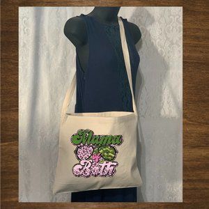 Mama of Both Crossbody Messenger Cotton Canvas Tote Bag with Long Strap-Reusable